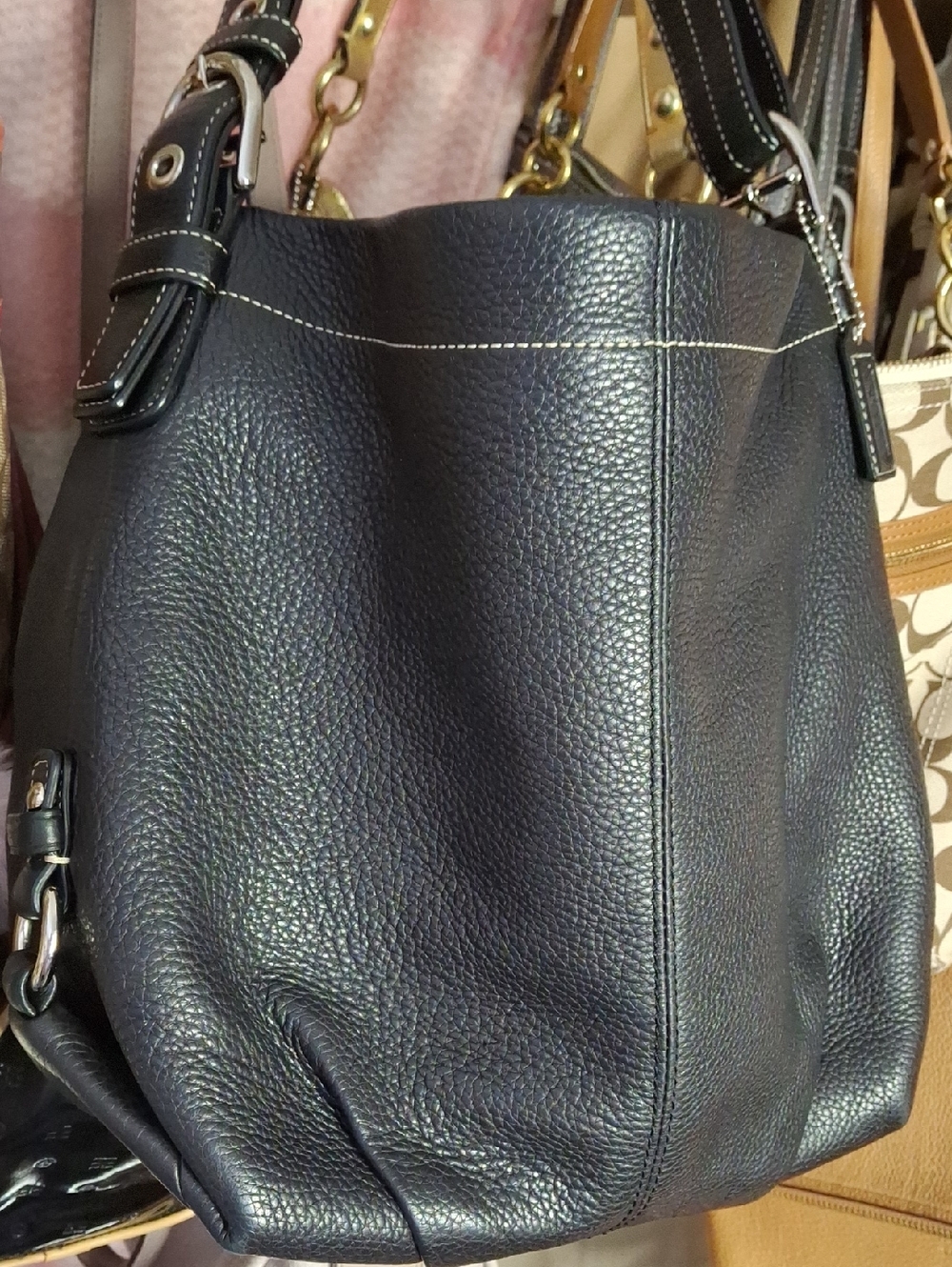 EUC COACH BLACK LEATHER LARGE SATCHEL 2011 mild corner rub